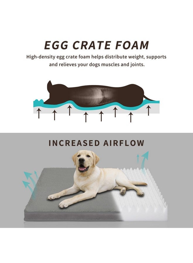 Dog Bed For Large Dogs, Egg Crate Foam Dog Bed With Removable Washable Cover And NonSlip Bottom, Waterproof And Machine Washable Pet Bed Cover (36X27X3 In, Grey)