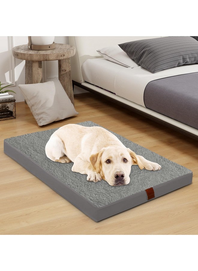 Dog Bed For Large Dogs, Egg Crate Foam Dog Bed With Removable Washable Cover And NonSlip Bottom, Waterproof And Machine Washable Pet Bed Cover (36X27X3 In, Grey)