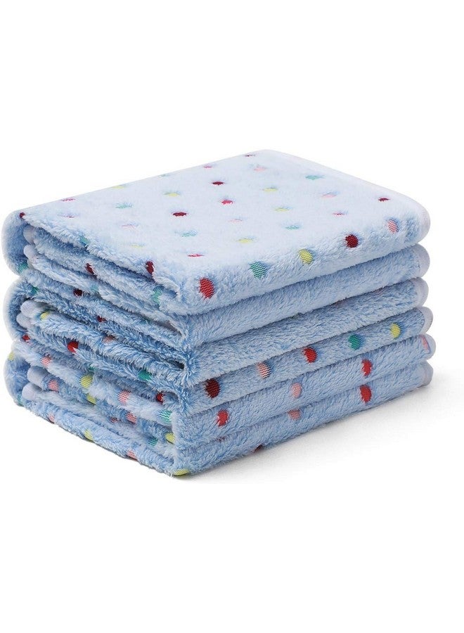 Pack Of 3 Blankets Super Soft Cute Dot Pattern Pet Blanket Flannel Throw For Dog Puppy Cat | Large (104X78Cm) Blue