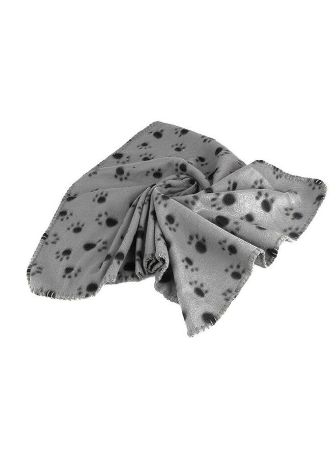 Warm Fleece Blanket Pet Dog Paw Print Pattern Soft Bed Mat (Grey)