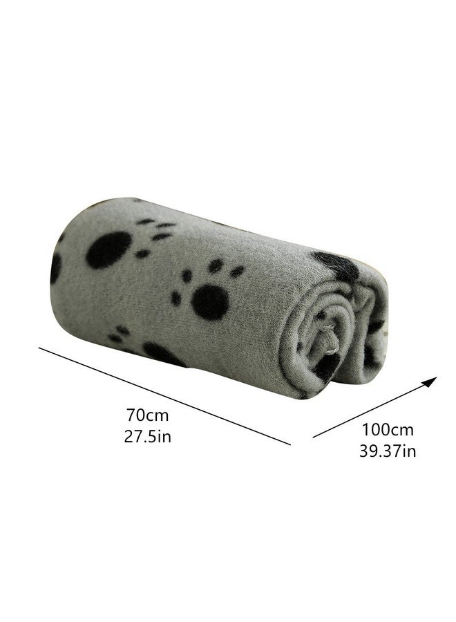 Warm Fleece Blanket Pet Dog Paw Print Pattern Soft Bed Mat (Grey)