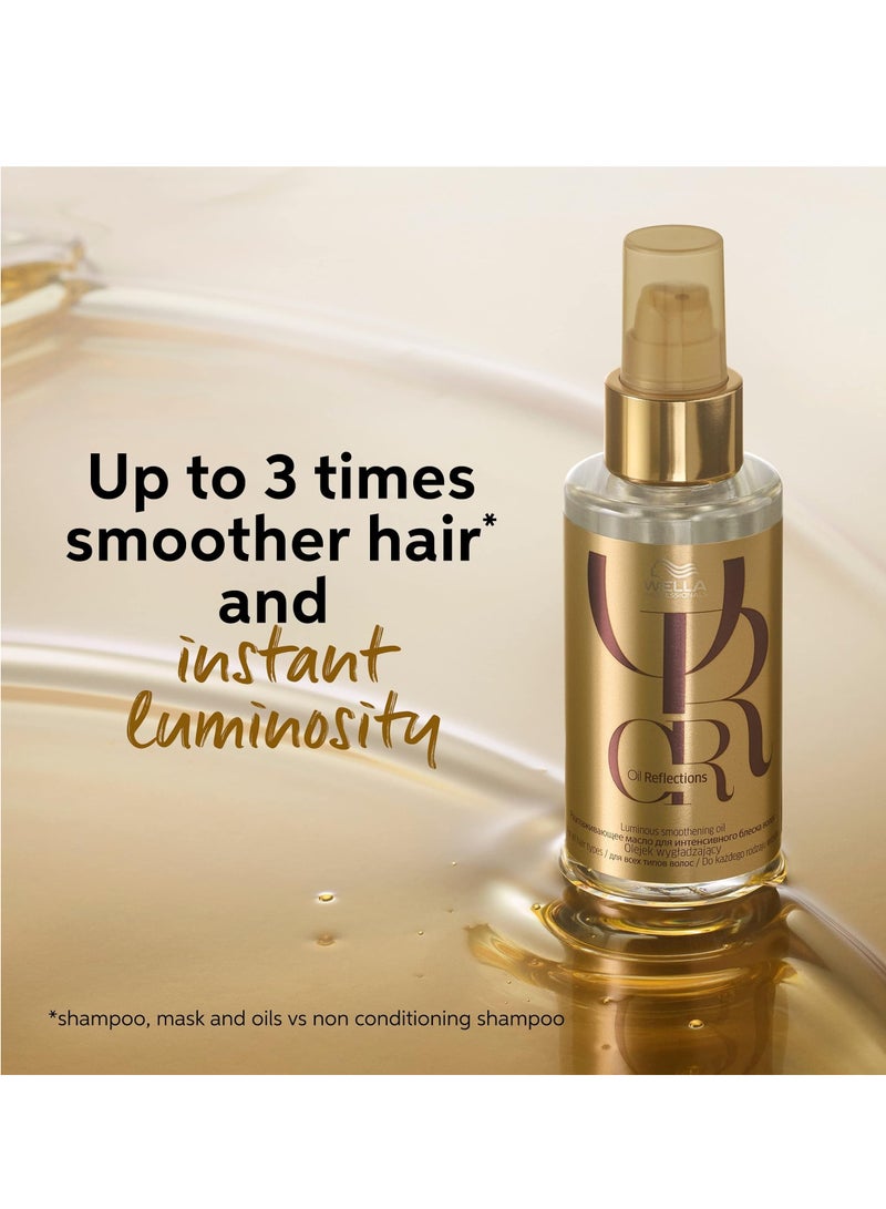 Wella Professionals Oil Reflections Luminous Smoothening Hair Oil | 100 ml | Non-Sticky Hair Treatment | Avocado & Macadamia Seed Oils | For a Glossy Hair Shine