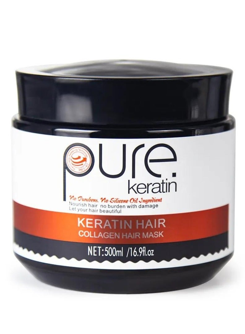 500ml Keratin Collagen Hair Mask Nourishes Hair Repair Damaged Hair Keratin Hair Mask, Moisturizing Hydrating Nourishing Collagen Hair Mask Collagen Hair Cream