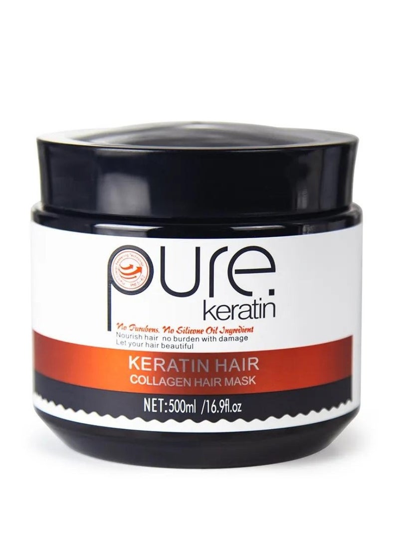 500ml Keratin Collagen Hair Mask Nourishes Hair Repair Damaged Hair Keratin Hair Mask, Moisturizing Hydrating Nourishing Collagen Hair Mask Collagen Hair Cream