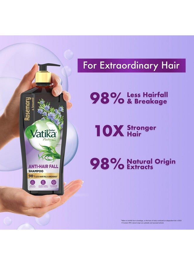 Vatika Rosemary & Seaweed Anti-Hairfall Shampoo - 640Ml|Reduces Hair Fall|Stimulates Hair Growth And Thickness|Co-Created With Dermatologist|No Sulphates, Silicones & Parabens|Animal Test Free