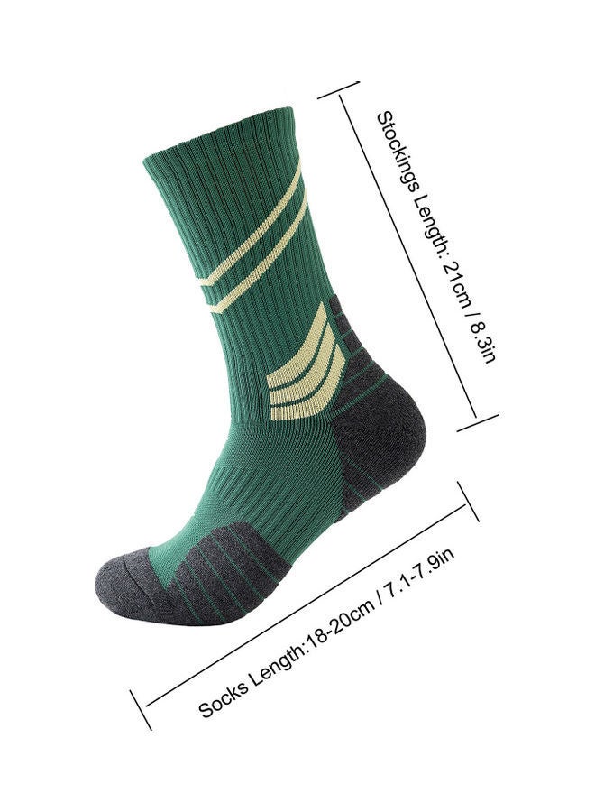 Men Cycling Socks Striped Elastic Breathable Anti-Slip Towel Bottom Running Basketball Sports Stockings Two Pairs 19*3*18cm