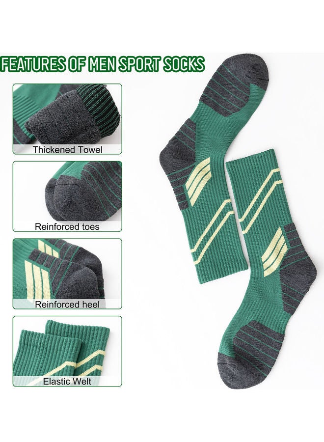 Men Cycling Socks Striped Elastic Breathable Anti-Slip Towel Bottom Running Basketball Sports Stockings Two Pairs 19*3*18cm
