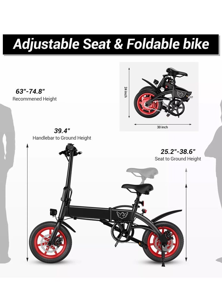 Premium Quality Adult Folding Electric Bike with 350W Brushless Motor, 36V 8AH Battery, Carbon Alloy Frame, 14-Inch Tires, Dual Disk Brake, 35KM Range in Single Charge, Adjustable Seat Electric Scooter