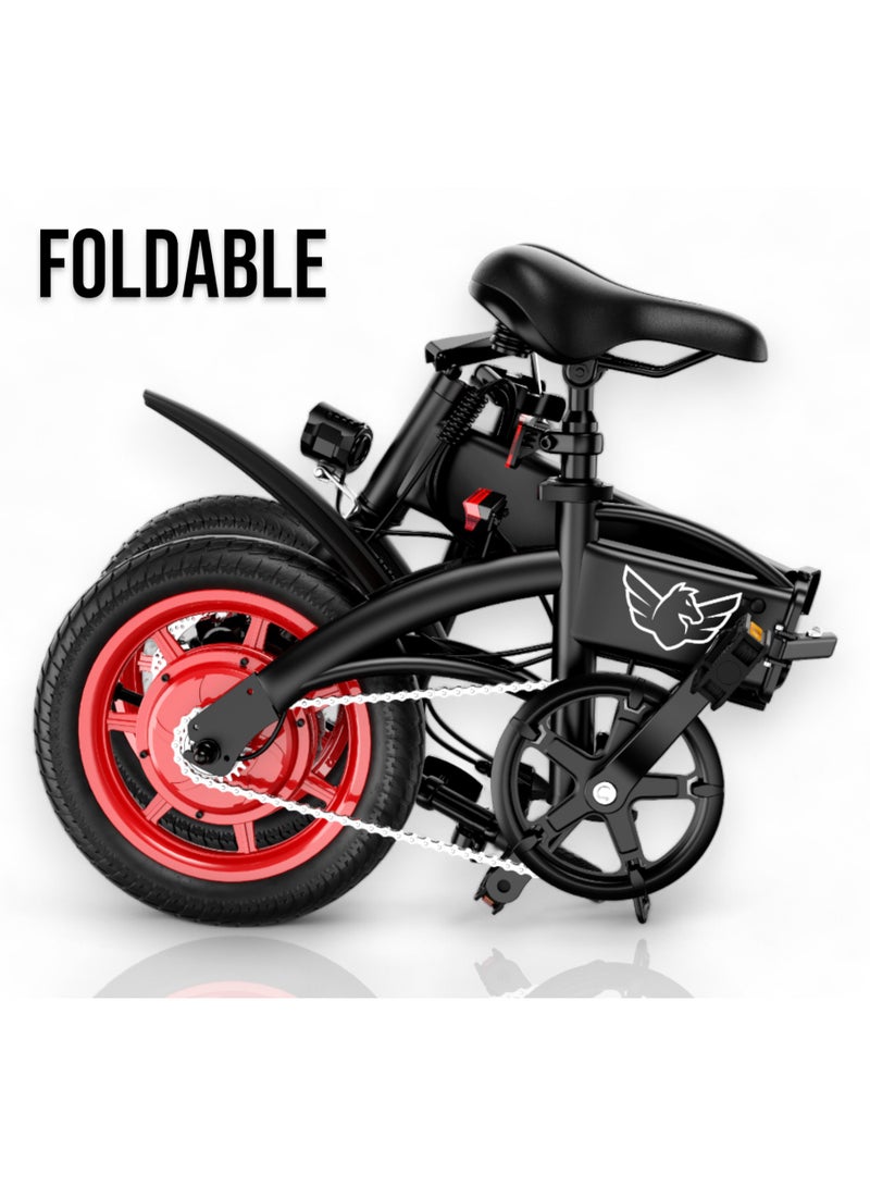Premium Quality Adult Folding Electric Bike with 350W Brushless Motor, 36V 8AH Battery, Carbon Alloy Frame, 14-Inch Tires, Dual Disk Brake, 35KM Range in Single Charge, Adjustable Seat Electric Scooter
