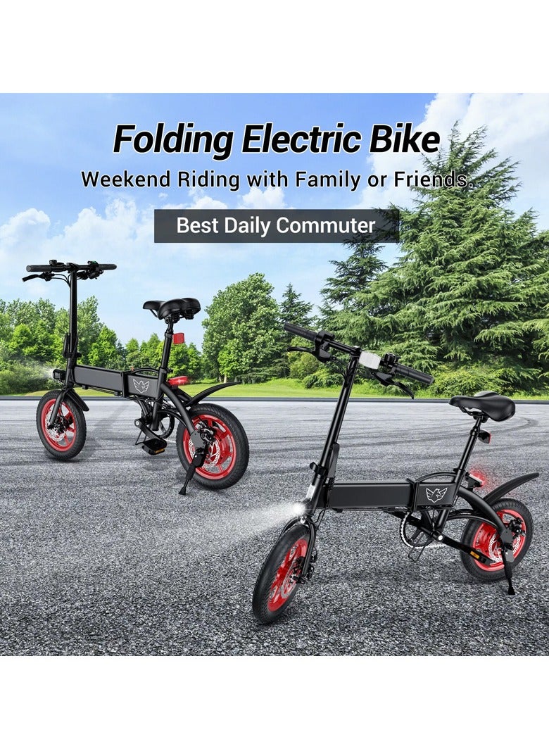 Premium Quality Adult Folding Electric Bike with 350W Brushless Motor, 36V 8AH Battery, Carbon Alloy Frame, 14-Inch Tires, Disk Brake, 35KM Range