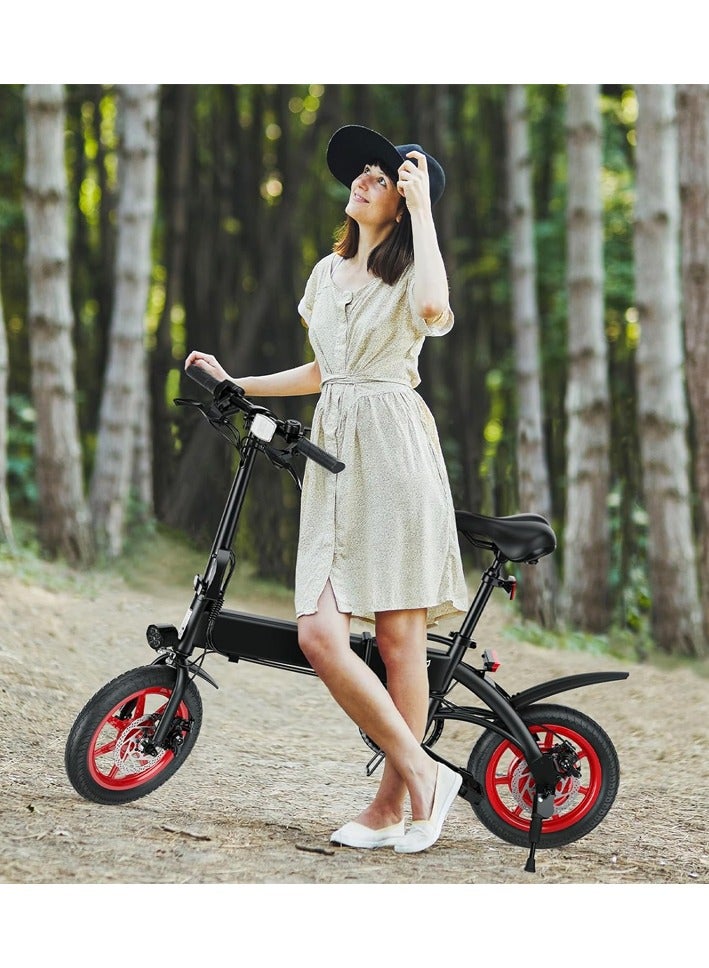 Premium Quality Adult Folding Electric Bike with 350W Brushless Motor, 36V 8AH Battery, Carbon Alloy Frame, 14-Inch Tires, Dual Disk Brake, 35KM Range in Single Charge, Adjustable Seat Electric Scooter