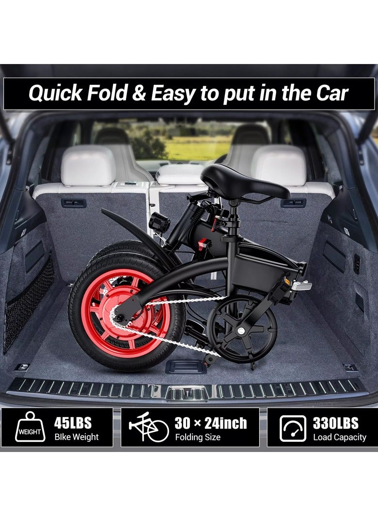 Premium Quality Adult Folding Electric Bike with 350W Brushless Motor, 36V 8AH Battery, Carbon Alloy Frame, 14-Inch Tires, Dual Disk Brake, 35KM Range in Single Charge, Adjustable Seat Electric Scooter