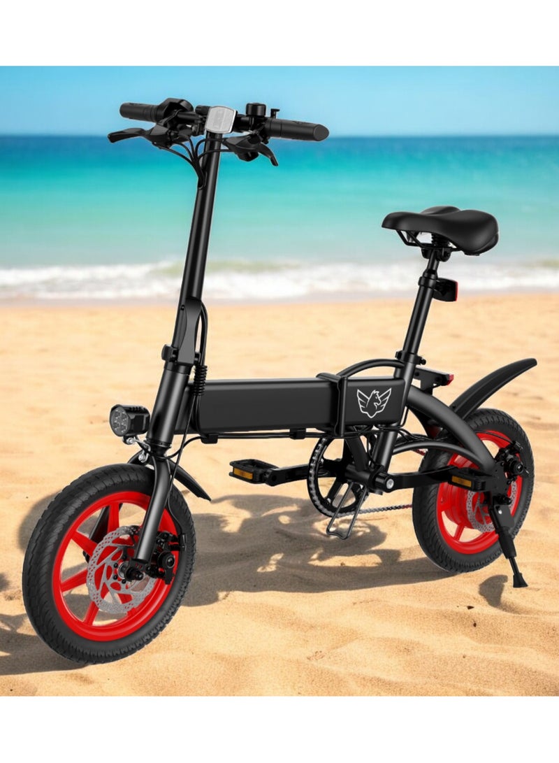 Premium Quality Adult Folding Electric Bike with 350W Brushless Motor, 36V 8AH Battery, Carbon Alloy Frame, 14-Inch Tires, Dual Disk Brake, 35KM Range in Single Charge, Adjustable Seat Electric Scooter