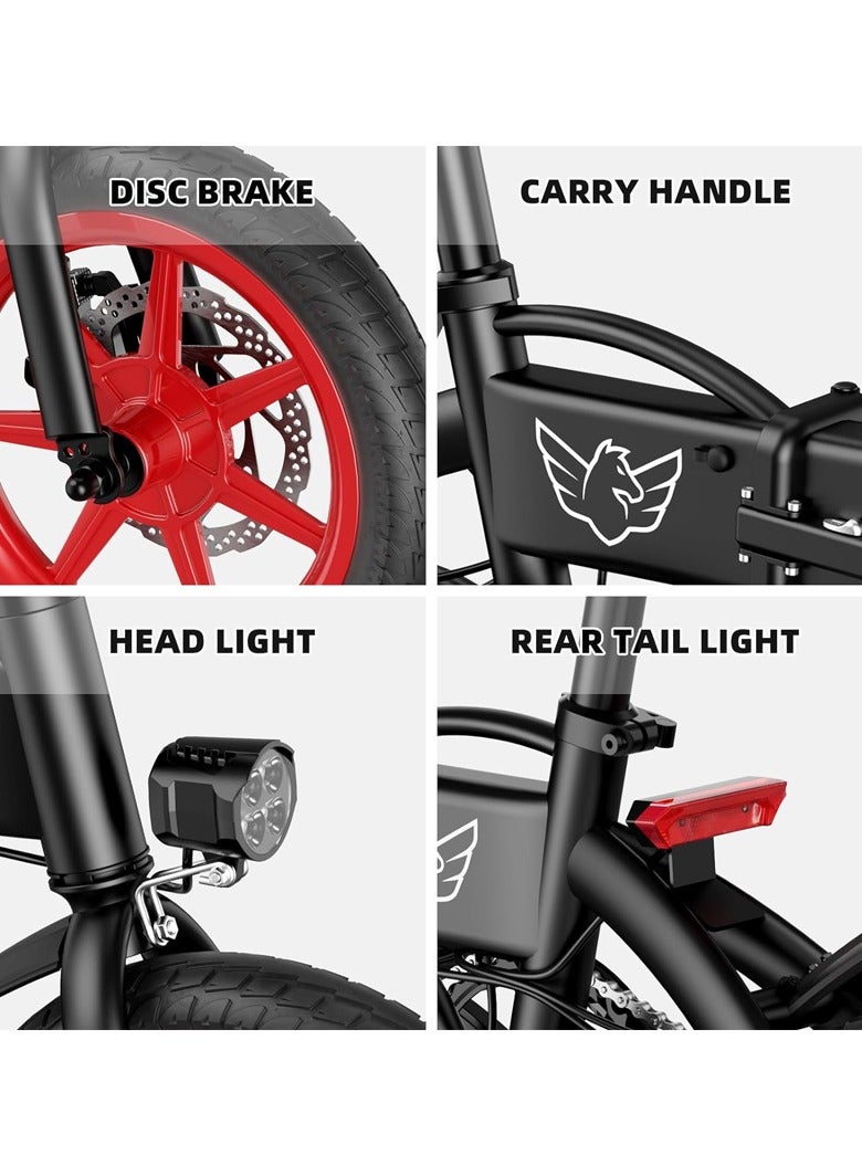 Premium Quality Adult Folding Electric Bike with 350W Brushless Motor, 36V 8AH Battery, Carbon Alloy Frame, 14-Inch Tires, Dual Disk Brake, 35KM Range in Single Charge, Adjustable Seat Electric Scooter