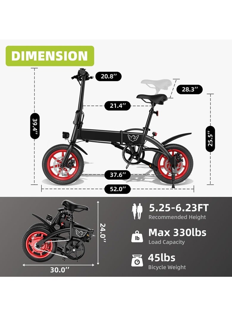 Premium Quality Adult Folding Electric Bike with 350W Brushless Motor, 36V 8AH Battery, Carbon Alloy Frame, 14-Inch Tires, Dual Disk Brake, 35KM Range in Single Charge, Adjustable Seat Electric Scooter