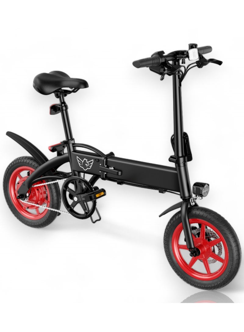 Premium Quality Adult Folding Electric Bike with 350W Brushless Motor, 36V 8AH Battery, Carbon Alloy Frame, 14-Inch Tires, Dual Disk Brake, 35KM Range in Single Charge, Adjustable Seat Electric Scooter