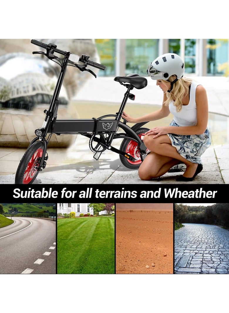 Premium Quality Adult Folding Electric Bike with 350W Brushless Motor, 36V 8AH Battery, Carbon Alloy Frame, 14-Inch Tires, Dual Disk Brake, 35KM Range in Single Charge, Adjustable Seat Electric Scooter