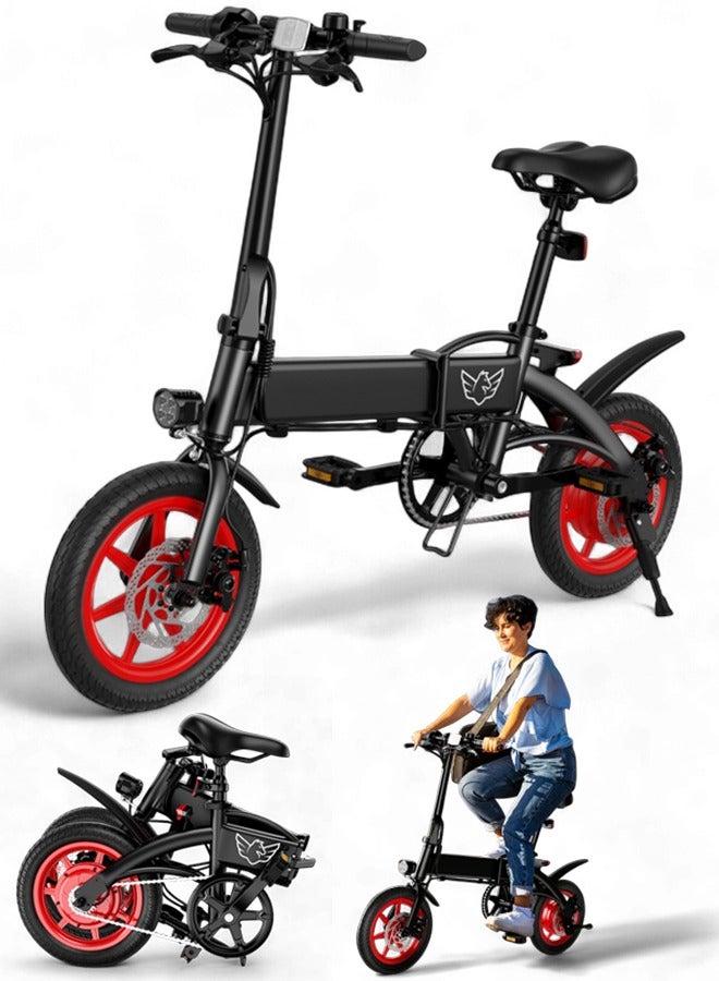 Premium Quality Adult Folding Electric Bike with 350W Brushless Motor, 36V 8AH Battery, Carbon Alloy Frame, 14-Inch Tires, Dual Disk Brake, 35KM Range in Single Charge, Adjustable Seat Electric Scooter