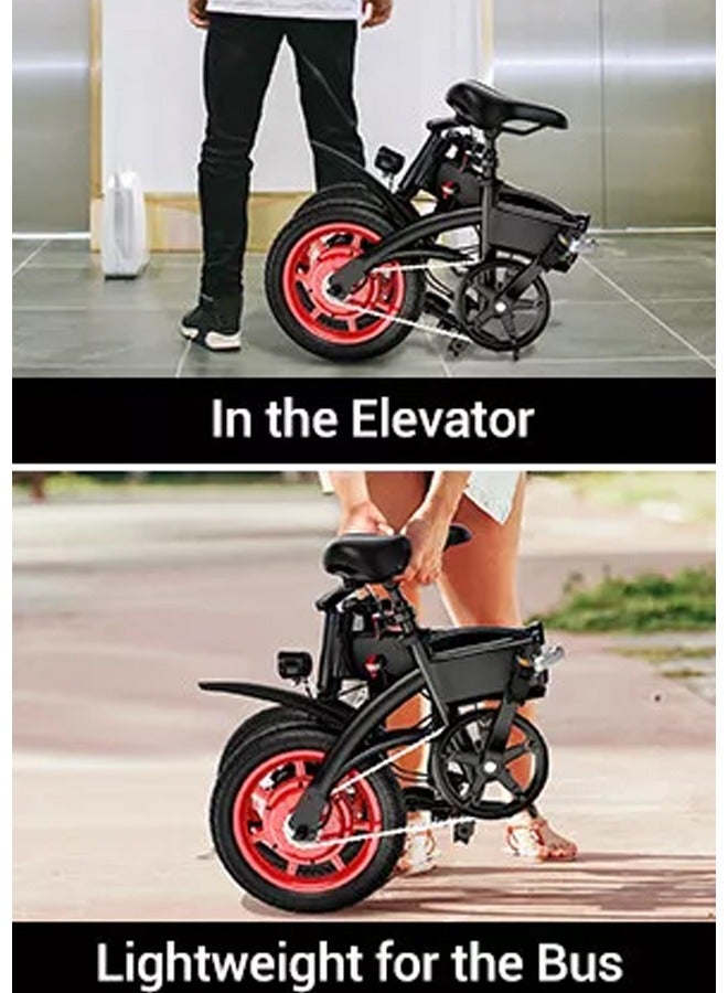 Premium Quality Adult Folding Electric Bike with 350W Brushless Motor, 36V 8AH Battery, Carbon Alloy Frame, 14-Inch Tires, Dual Disk Brake, 35KM Range in Single Charge, Adjustable Seat Electric Scooter