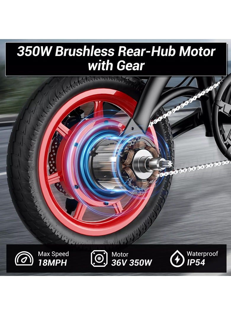 Premium Quality Adult Folding Electric Bike with 350W Brushless Motor, 36V 8AH Battery, Carbon Alloy Frame, 14-Inch Tires, Dual Disk Brake, 35KM Range in Single Charge, Adjustable Seat Electric Scooter