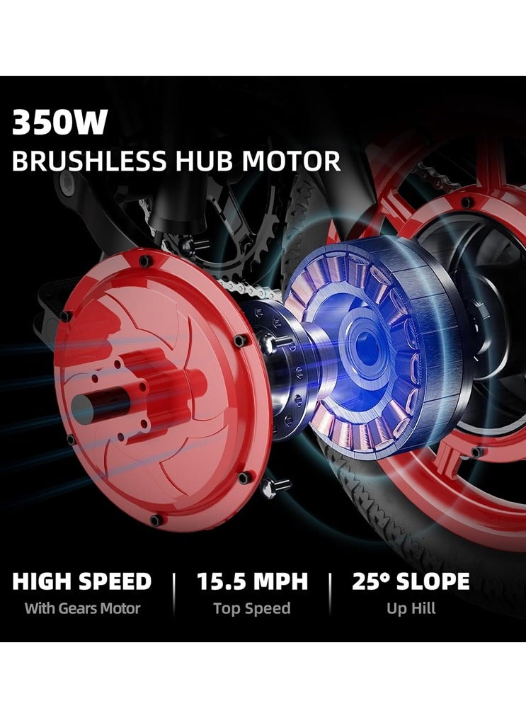 Premium Quality Adult Folding Electric Bike with 350W Brushless Motor, 36V 8AH Battery, Carbon Alloy Frame, 14-Inch Tires, Dual Disk Brake, 35KM Range in Single Charge, Adjustable Seat Electric Scooter