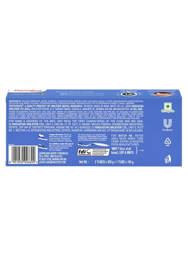 Germicheck 8 Actions, Whole Mouth Toothpaste With Anti-Germ Formula, Clove And Neem Oil, 500 G Family Pack