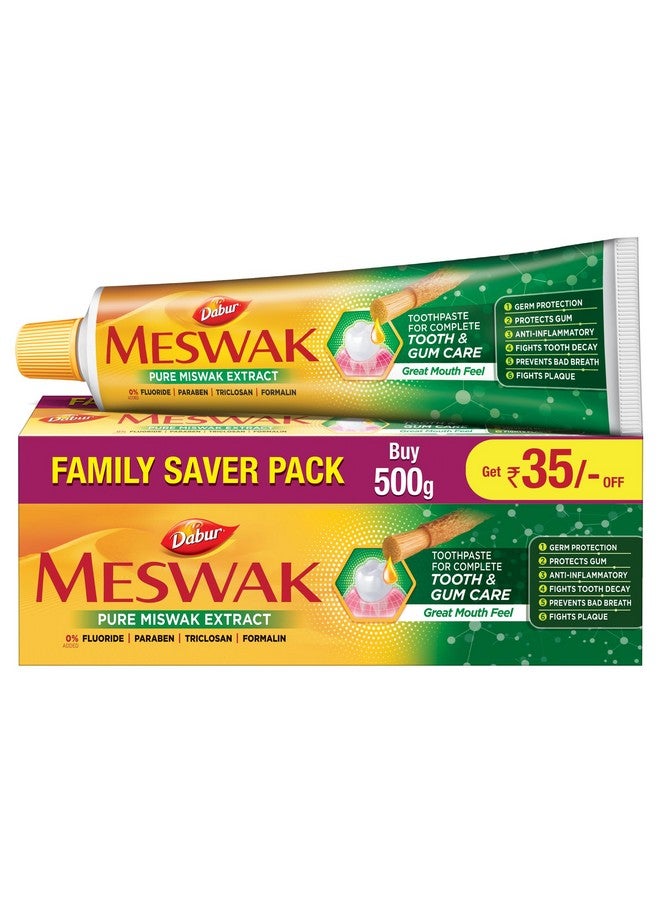 Meswak Complete Oral Care Toothpaste - 500G (2 X 200G + 1 X100G) | Complete Oral & Gum Care Toothpaste | Contains Pure & Rare Miswak Extract | No Added Fluoride, Paraben, Triclosan & Formalin