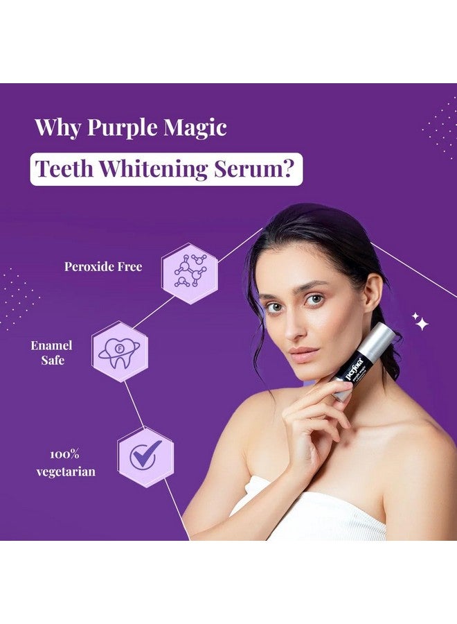 Purple Magic Whitening Serum | V34 Colour Corrector For Teeth | Purple Toothpaste For Teeth Whitening | Tooth Stain Removal | Enamel Safe & Effective Teeth Whitener | Apple Peach - 30 Ml