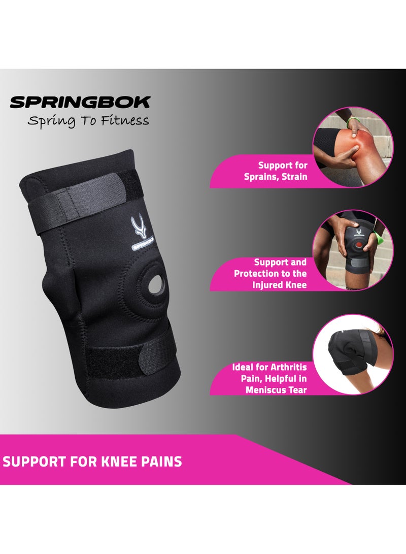 Springbok Hinged Knee Brace for Adults, Men & Women. Made with Neoprene and light weight removable aluminium hinges