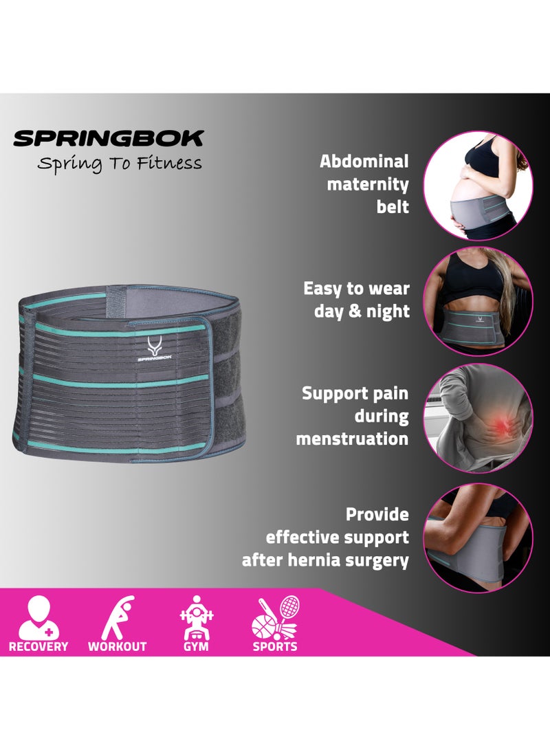 Springbok Abdominal Binder, Men & Women (1Pc, Black) for Post Surgery Hernia Support, Post C Section, Natural Birth, Abdominal Injuries