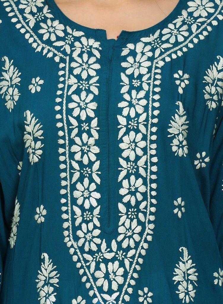 Women Chikankari Hand Embroidered Modal Kurta -AL4042