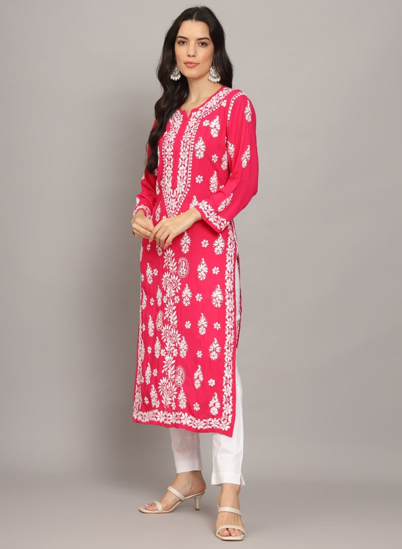 Women Chikankari Hand Embroidered Modal Kurta -AL4042