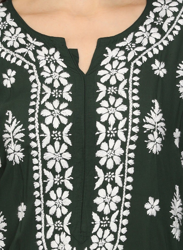 Women Chikankari Hand Embroidered Modal Kurta -AL4042