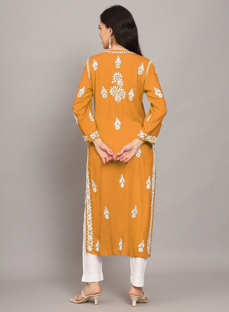 Women Chikankari Hand Embroidered Modal Kurta -AL4042