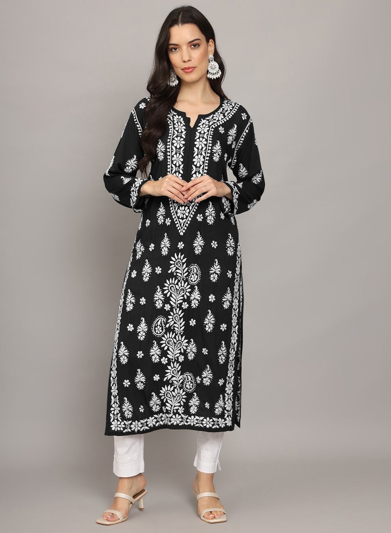 Women Chikankari Hand Embroidered Modal Kurta -AL4042