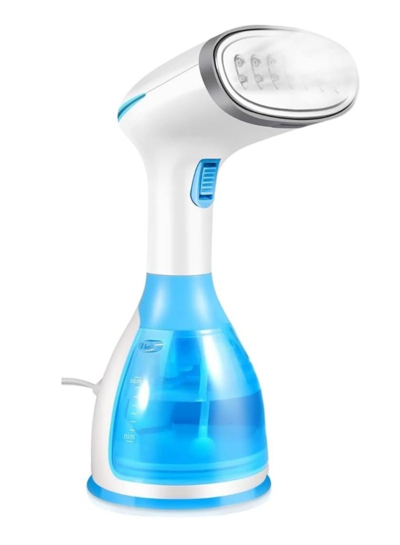 DLC Premium Quality Garment Steamer for Clothes, Portable Handheld Design - 1500 Watt Powerful Fabric Steamer - Quick Heat Ceramic Plate Steam Nozzle - Strong Penetrating Steam-300ML (Blue)