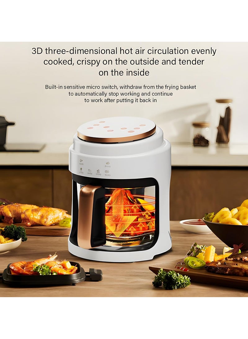 Glass Air Fryer,1100W 4.2Qt Smart Compact Air Fryers,360° Viewing Window,3D Three-Dimensional Hot Air Circulation Evenly,Cooks Quickly, 95% Less Oil for Healthier Meals, Easy to Clean,Black