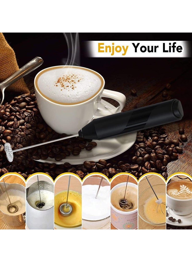 Milk Frother Handheld, Electric Frothers, Coffee Frother Mini Whisk, Foam Maker, Drink Mixer for Coffee, Milk, Lattes, Cappuccino Cream Matcha (Black)