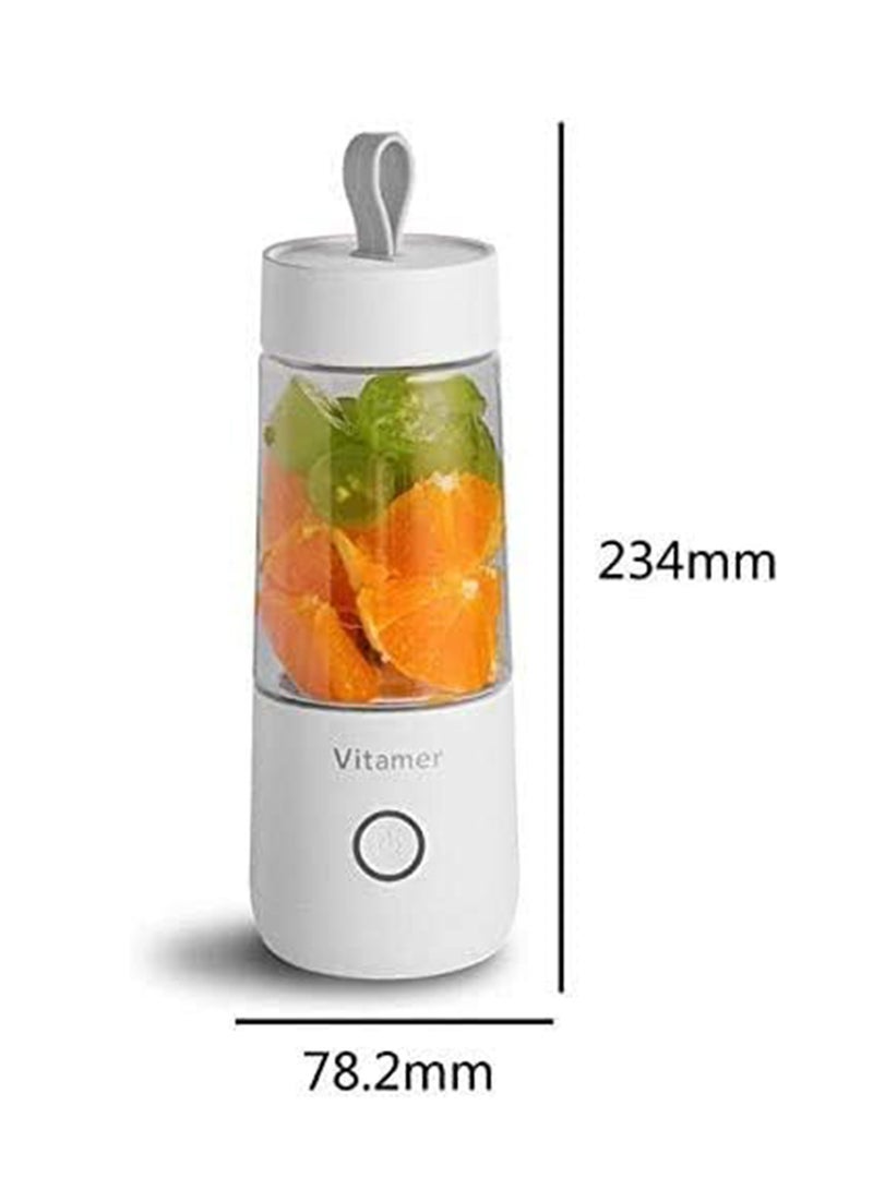 350ml Portable Juicer Electric USB Rechargeable Smoothie Blender Machine Mixer Mini Juice Maker Fast Food Processor Mobile Mixer (White)