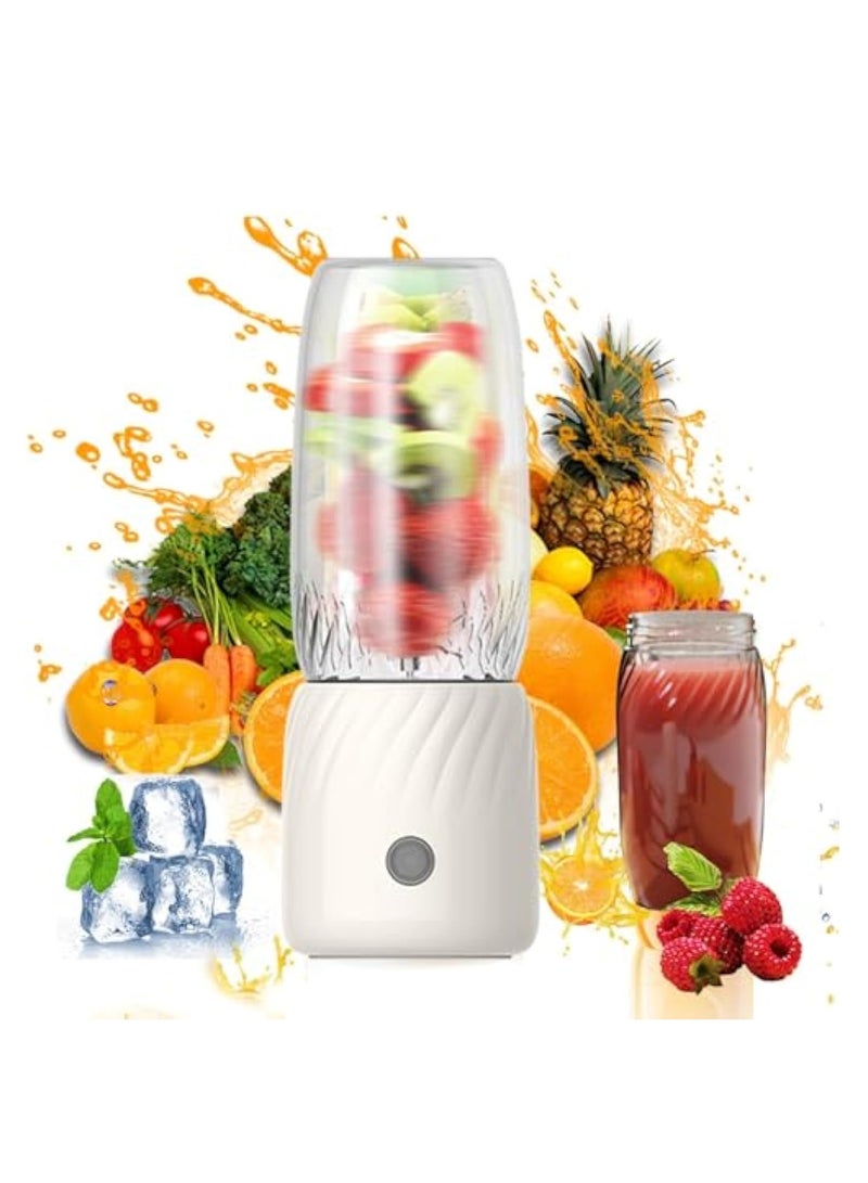 Portable Blenders Rechargeable Mini Juicer, Handheld Mini Personals Electric Juicer for Fruit and Vegetables, USB Rechargeable Mini Juicing Cup for Outdoor Sports Travel (White)