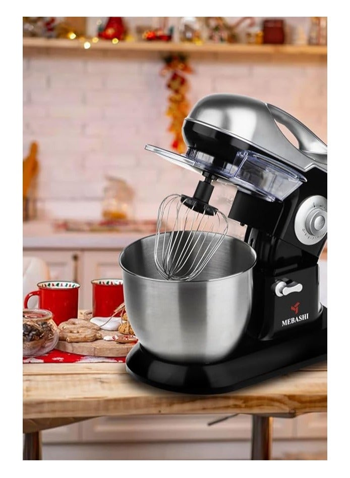 MEBASHI Stand Bowl Mixer, 1200 W , 7 L Capacity, Black, 10 Speeds, Stainless Steel Bowl (ME-SBM1113) (Black)