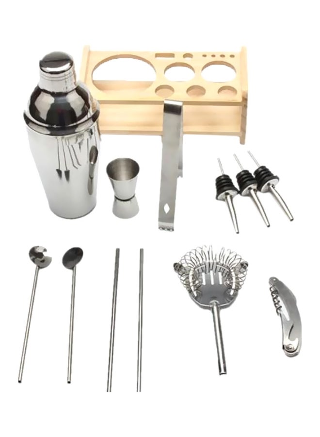 12-Piece Cocktail Shaker Bartender Kit Silver/Beige