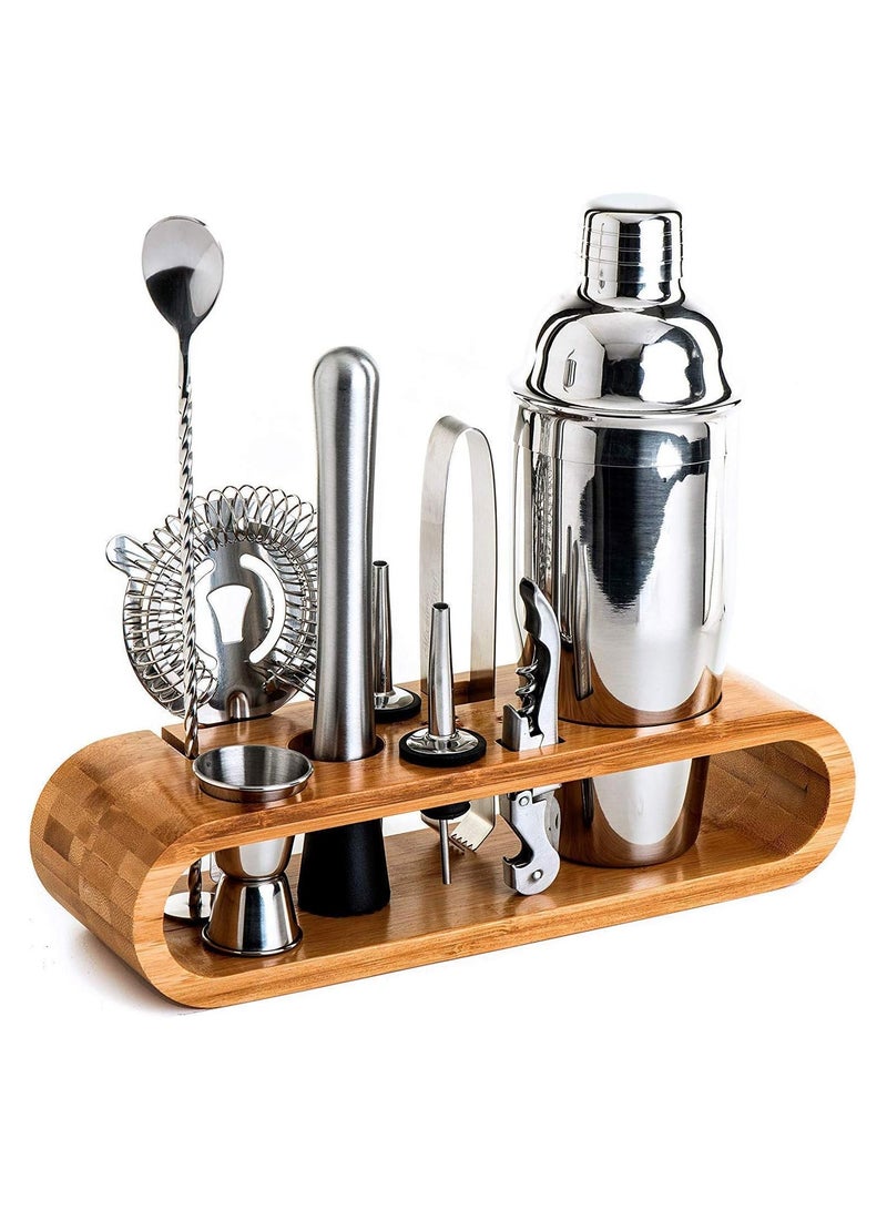 9-Piece Cocktail Shaker Bartender Kit Silver/Beige