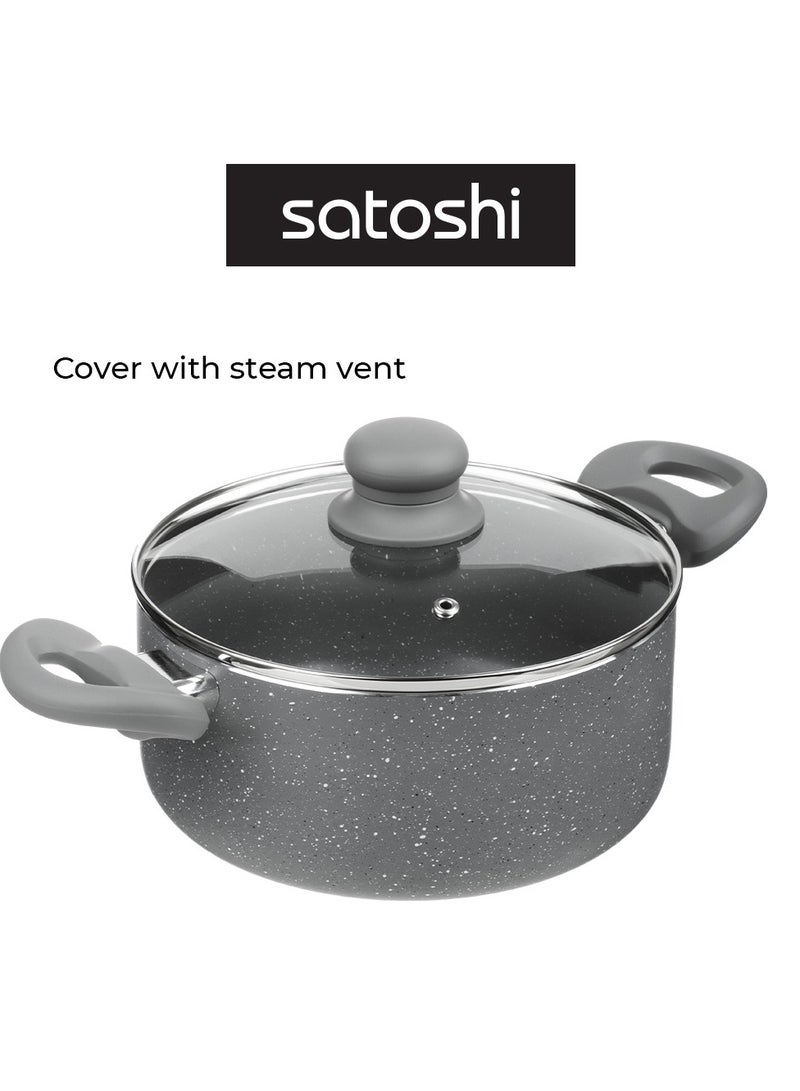 5-Piece Non-Stick Ceramic Cookware Set Pot 2.8l 20cm Saucepan 1.6l 15cm, Fry Pan 28cm, Fry Pan 20cm, Lid 20cm, Aluminium Press Compatible with Gas,Electrial,Induction, Dishawasher Safe