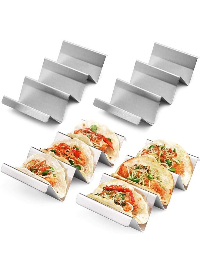 Taco Holder Stand - Set of 4 - Oven & Grill Safe Stainless Steel Taco Racks With Handles - Fill & Serve Tacos With Ease - Taco Trays