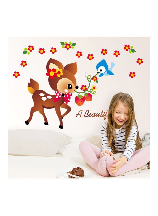 Qiangtie Animal Pattern Wall Sticker Brown/Blue/Red 70x50centimeter