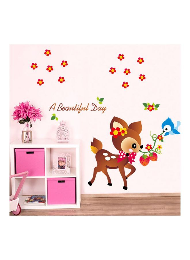 Qiangtie Animal Pattern Wall Sticker Brown/Blue/Red 70x50centimeter