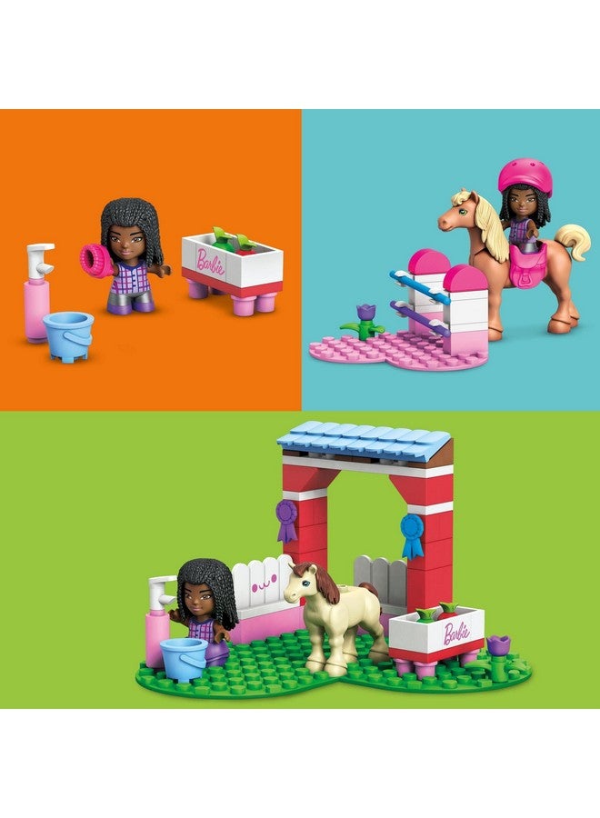 Barbie Pets Horse Toy Building Set With Micro Doll And Accessories, 1 Horse And 1 Pony, Easy To Build Horse Jumping Playset