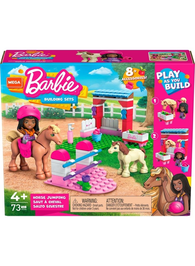 Barbie Pets Horse Toy Building Set With Micro Doll And Accessories, 1 Horse And 1 Pony, Easy To Build Horse Jumping Playset