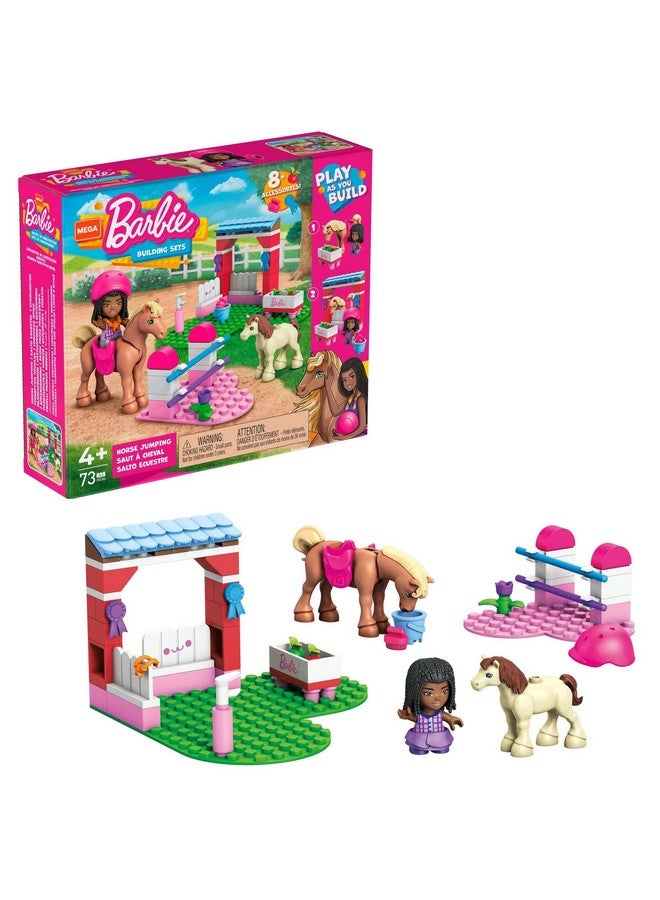 Barbie Pets Horse Toy Building Set With Micro Doll And Accessories, 1 Horse And 1 Pony, Easy To Build Horse Jumping Playset